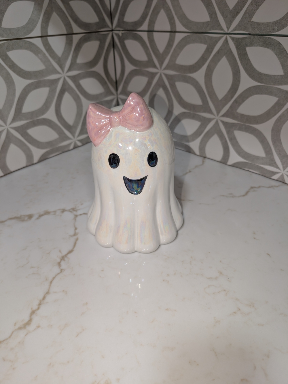 White Ceramic Ghost Figurine